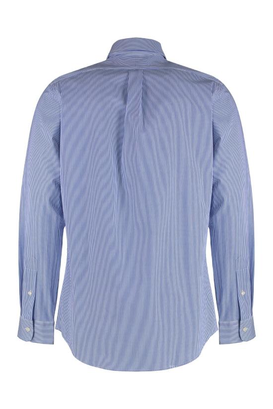  랄프 로렌 긴팔 셔츠 버튼다운 칼라 코튼 셔츠 블루/화이트 헤어라인 스트라이프 - RALPH LAUREN