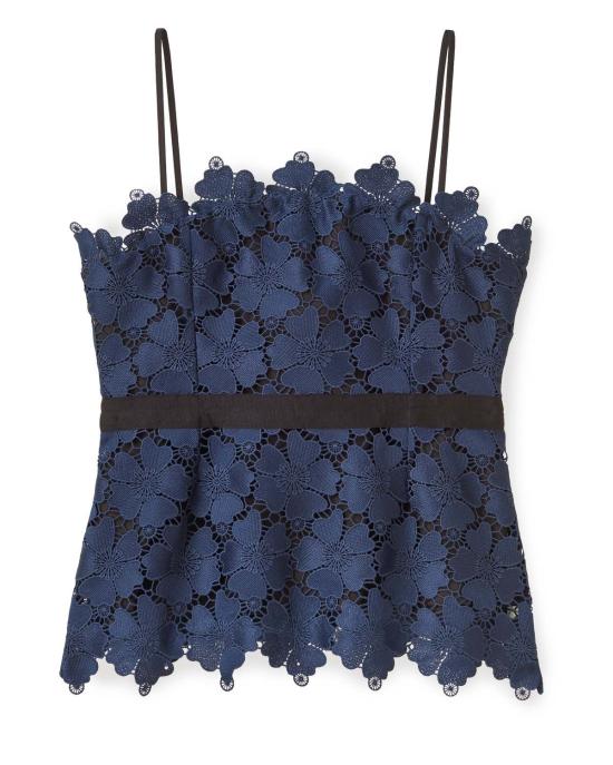  카르톨리나 민소매 티셔츠 로미타 페플럼 탑 미드나잇 블루 - CARTOLINA