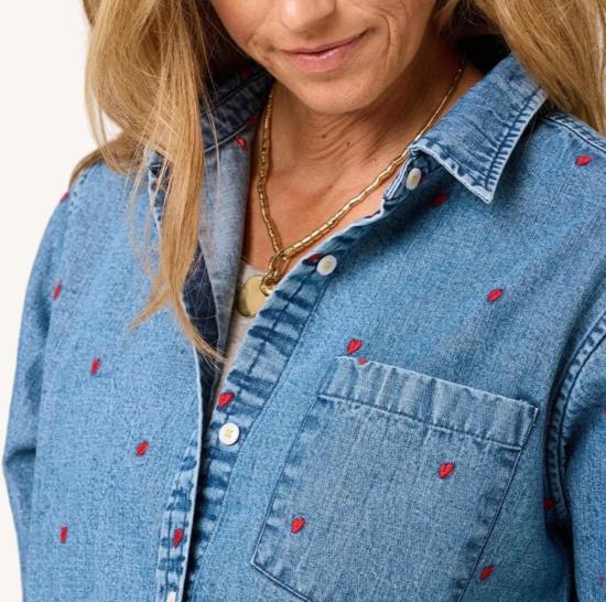  케리 로센탈 데님 셔츠 케리 로젠탈 미아 타이니 하트 셔츠 - KERRI ROSENTHAL