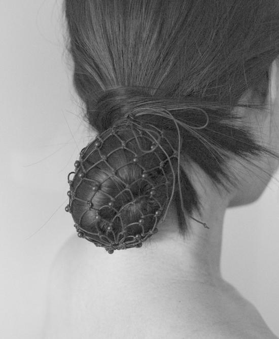  Marcela 모자 마르셀라 비즈 장식 시뇽 네트 블랙 오닉스