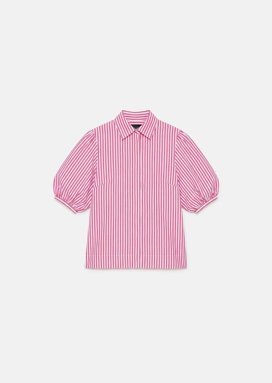  타라 자몬 셔츠 캘리 스트라이프 포플린 셔츠 레드 - TARA JARMON