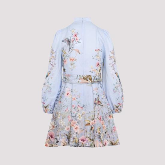  짐머만 숏 원피스 리벨리온 버튼 미니 드레스 블루 에이비어리 - ZIMMERMANN