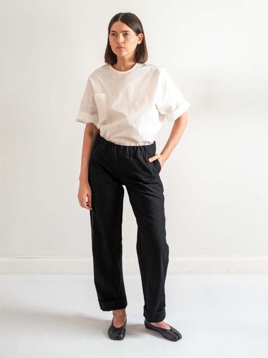  A B E L I N E 스트레이트 팬츠 캔버스 가든  블랙 - A B E L I N E