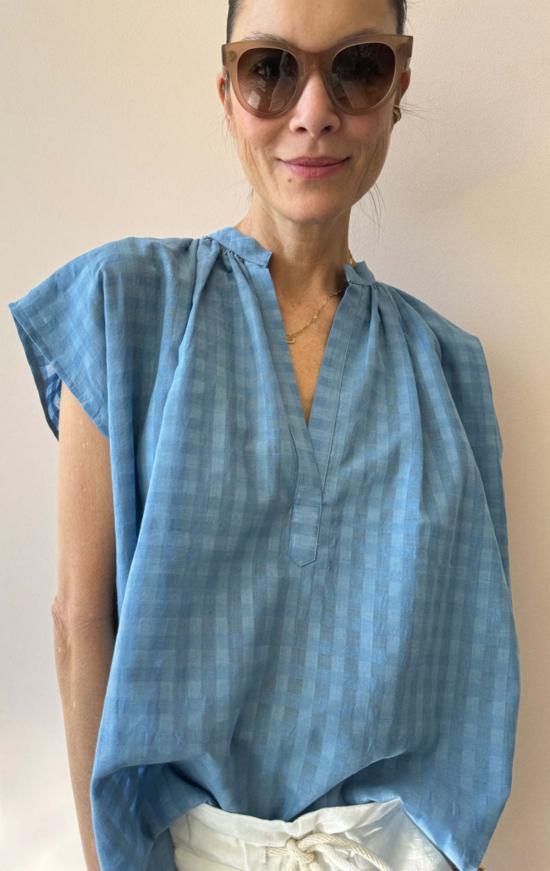  Two 블라우스 투 카디 셔츠 샴브레이 블루 그리드 - OTHER BRANDS