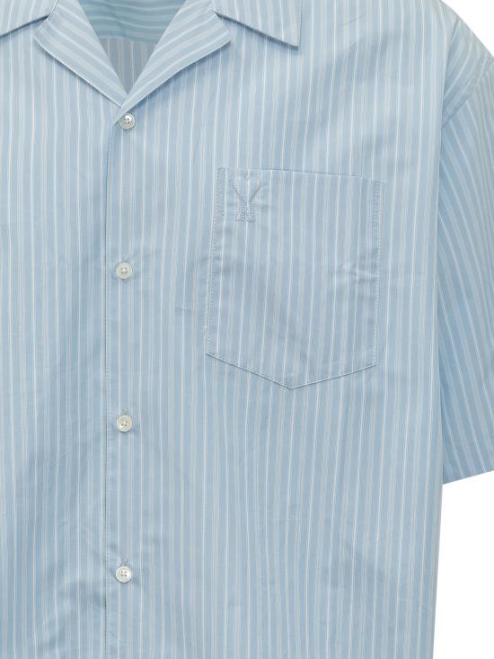 26SS 아미 긴팔 셔츠 HSH833CO0219 4844 BLEU CACHEMIRE BLANC - AMI