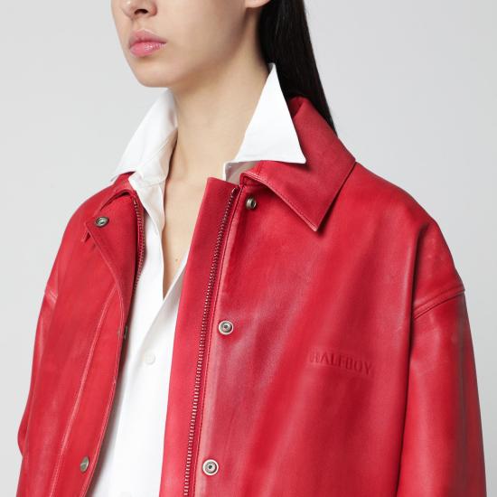 26SS 하프보이 가죽 자켓 HS261WL017LT041 Red - HALFBOY