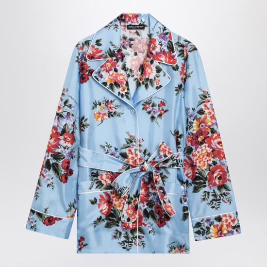26SS 돌체앤가바나 플라워 부케 프린트 트윌 셔츠 F5Q03TIS11I Light blue
