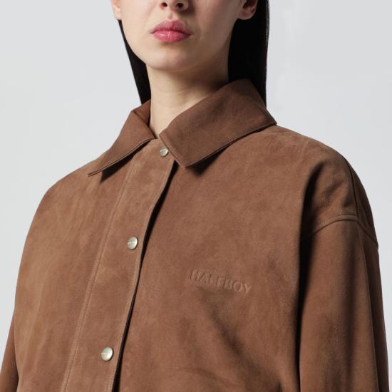 26SS 하프보이 가죽 자켓 HS261WL016LT006 Brown - HALFBOY