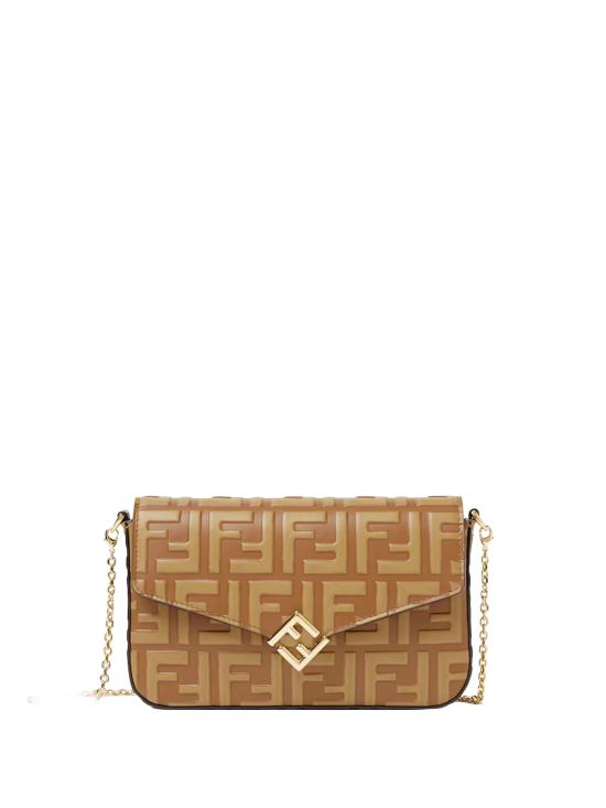 26SS 펜디 FF 다이아몬드 체인 지갑 8M0509 AS42F1URT SELLIER SAND OS