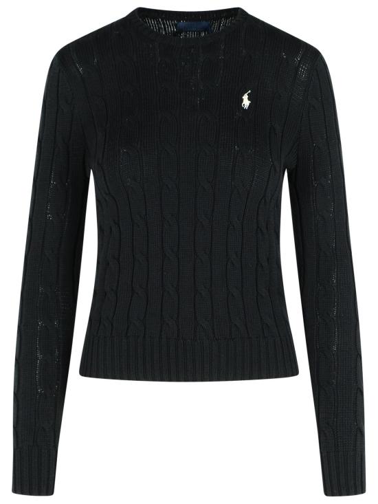 26SS 폴로 랄프로렌 포니 로고 피마코튼 케이블 니트 스웨터 211971869006 Black