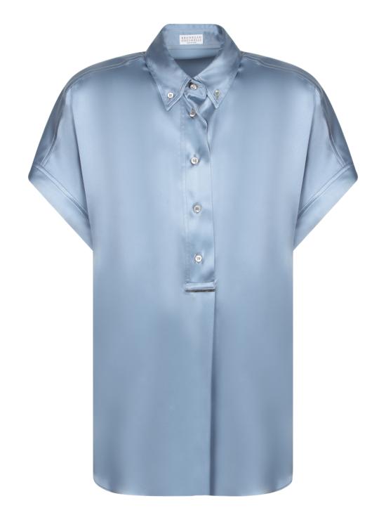 25SS 브루넬로 쿠치넬리 실크 블라우스 M0C59RA915 C2873 Blue