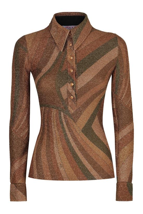  푸찌 긴팔 티셔츠 푸치 폴로 저지 램 폴로 셔츠 멀티컬러