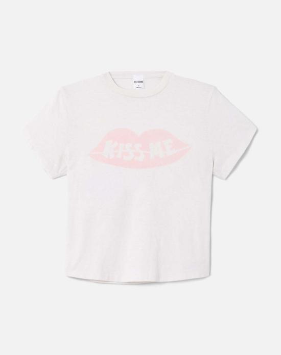  리던 반팔 티셔츠 Re/Done 50년대 키스미 티셔츠 화이트 멀티