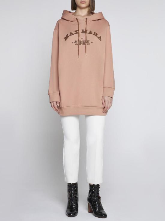  막스마라 스웨터 막스 마라 아디토 로고 코튼 후드티 핑크 - MAX MARA