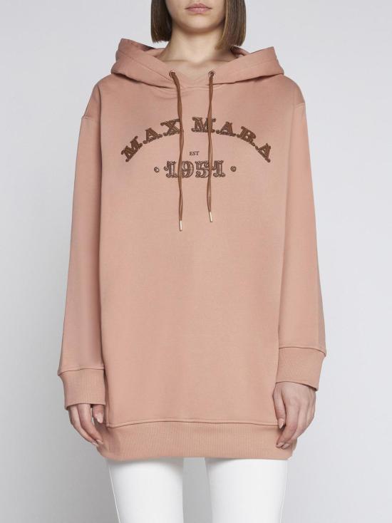  막스마라 스웨터 막스 마라 아디토 로고 코튼 후드티 핑크 - MAX MARA