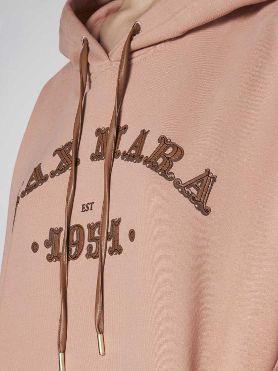  막스마라 스웨터 막스 마라 아디토 로고 코튼 후드티 핑크 - MAX MARA