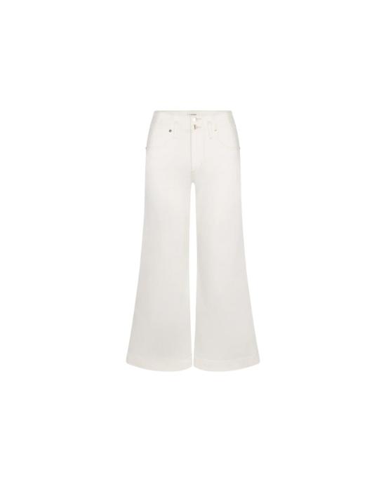  프레임 데님 팬츠 솔기 와이드 레그 팬츠 크롭 내추럴 클린