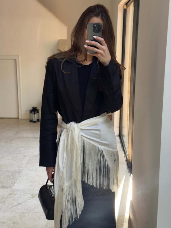  파렌테지 머플러/스카프 프린지 실크 스카프 블랙 - PARENTEZI