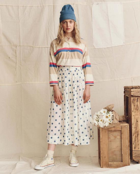  더 그레이트 긴팔 티셔츠 위대한. 축소된 헨리 스터디 홀 스트라이프 탑 - THE GREAT