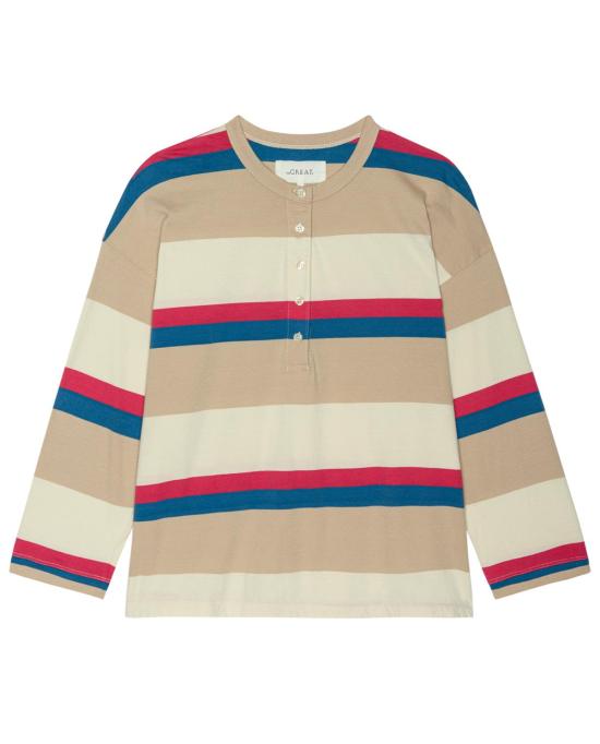  더 그레이트 긴팔 티셔츠 위대한. 축소된 헨리 스터디 홀 스트라이프 탑 - THE GREAT