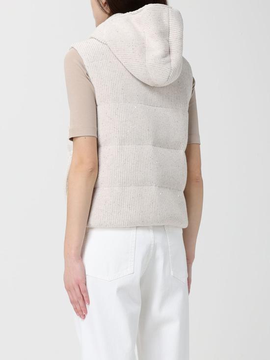 26SS 브루넬로 쿠치넬리 대즐링 코튼 잉글리시 립 니트 다운 베스트 M0DVT2142 CTK25 Beige - BRUNELLO CUCINELLI