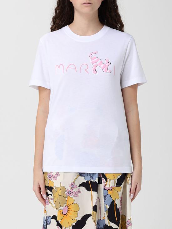 26SS 마르니 반팔 티셔츠 THJE0293S3USCY84 LOW01 White