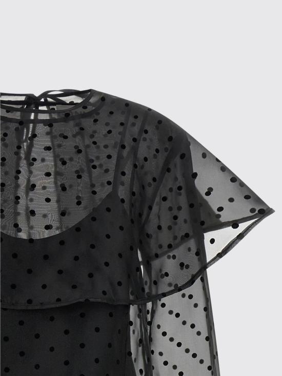 26SS 가니 오간자 서클 칼라 폴카 도트 미니 드레스 A1030179 099 Black - GANNI