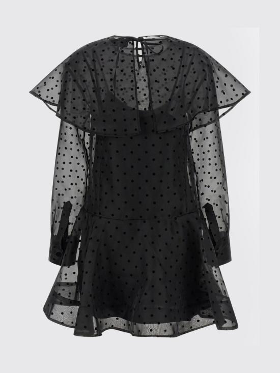 26SS 가니 오간자 서클 칼라 폴카 도트 미니 드레스 A1030179 099 Black - GANNI