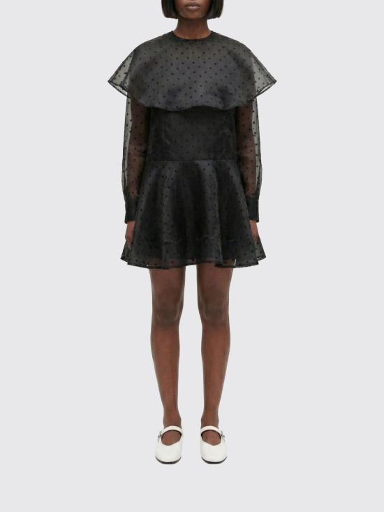 26SS 가니 오간자 서클 칼라 폴카 도트 미니 드레스 A1030179 099 Black