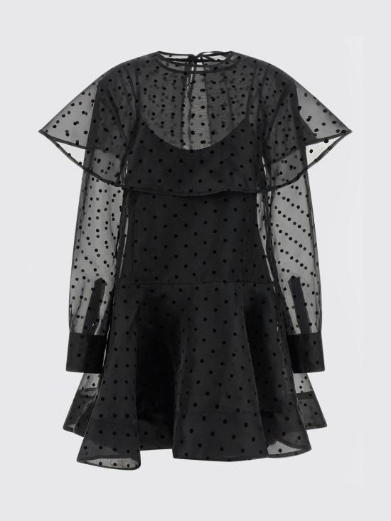26SS 가니 오간자 서클 칼라 폴카 도트 미니 드레스 A1030179 099 Black - GANNI