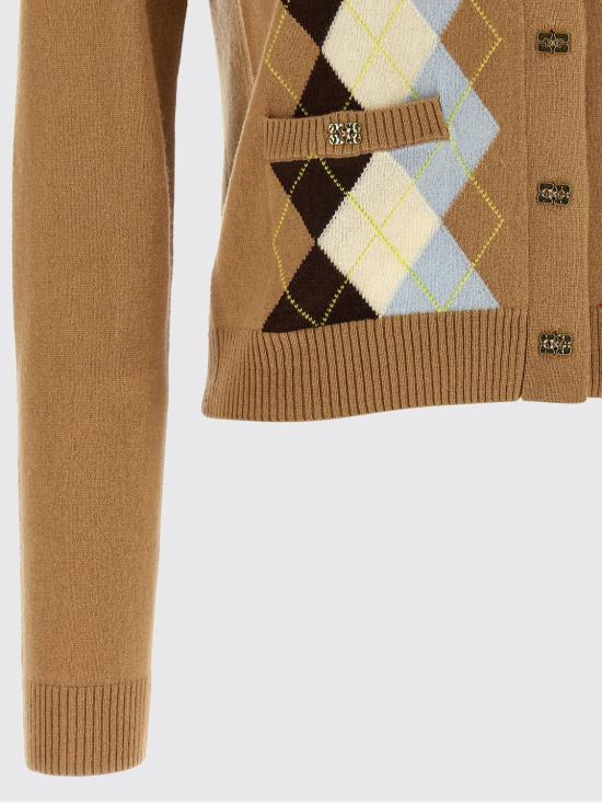 26SS 가니 아가일 프린트 가디건 A1070055 02Q Beige - GANNI