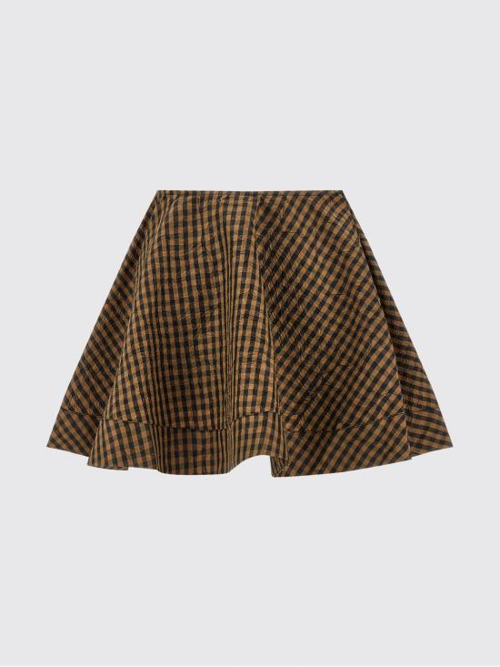 26SS 가니 크링클 체크 미니 서클 숏 스커트 A1090074 925 Brown - GANNI