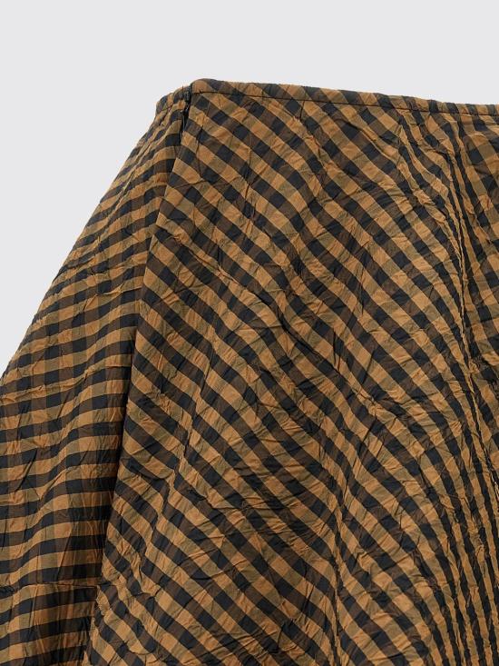 26SS 가니 크링클 체크 미니 서클 숏 스커트 A1090074 925 Brown - GANNI