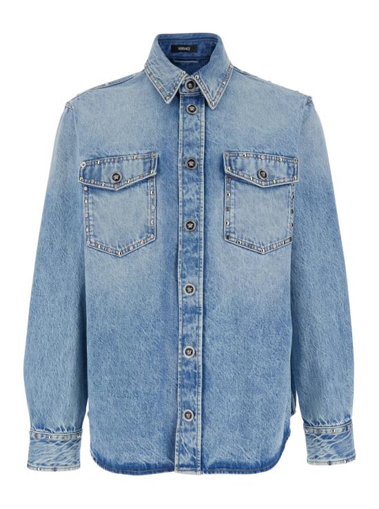 26SS 베르사체 데님 셔츠 10227471A168041D190 Light blue