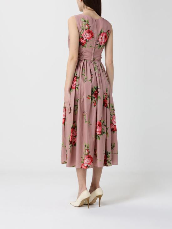 26SS 돌체앤가바나 로즈 부케 프린트 코튼 드레스 F612PTHS5UT HF5ZN Pink - DOLCE & GABBANA
