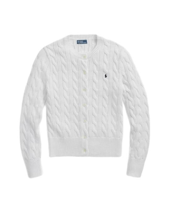 26SS 폴로 랄프로렌 폴로 자수 케이블 니트 가디건 211971868 White