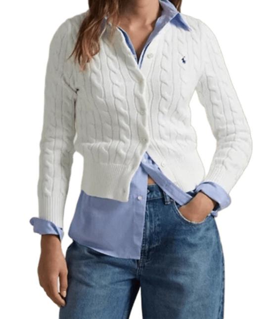 26SS 폴로 랄프로렌 폴로 자수 케이블 니트 가디건 211971868 White - POLO RALPH LAUREN