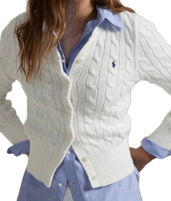 26SS 폴로 랄프로렌 폴로 자수 케이블 니트 가디건 211971868 White - POLO RALPH LAUREN