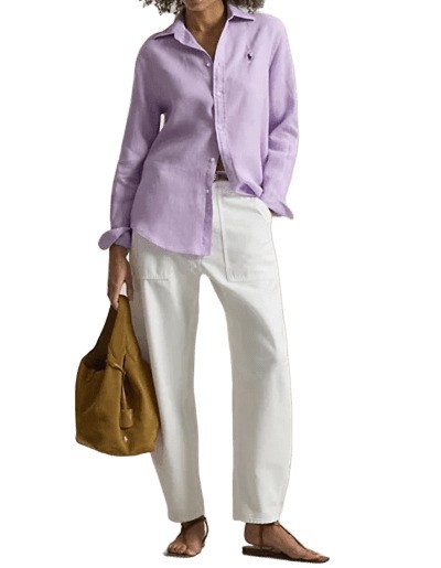 26SS 폴로 랄프로렌 포니 자수 리넨 셔츠 (211970730009) 211970730 Purple - POLO RALPH LAUREN