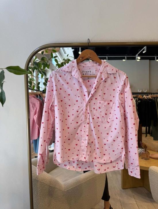  프랭크 앤 에일린 셔츠 프랭크 & 아일린 실비오 언턱블 버튼업 셔츠 핑크 스트라이프 하트 - FRANK & EILEEN