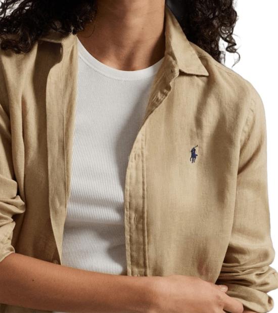 26SS 폴로 랄프로렌 포니 자수 리넨 셔츠 (211970730009) 211970730 Neutrals - POLO RALPH LAUREN