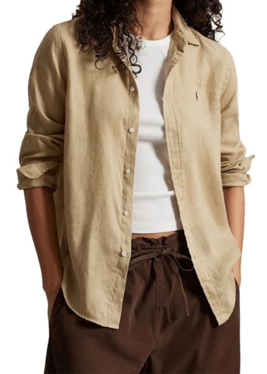 26SS 폴로 랄프로렌 포니 자수 리넨 셔츠 (211970730009) 211970730 Neutrals - POLO RALPH LAUREN