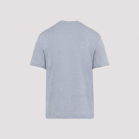  브루넬로 쿠치넬리 반팔 티셔츠 Brunello Cucinelli 바이컬러 티셔츠 Carta Da Zucchero - BRUNELLO CUCINELLI