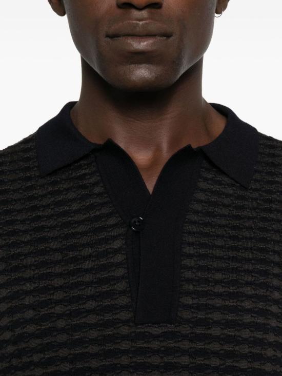  엠포리오 아르마니 스웨터 울 폴로 셔츠 블루 - EMPORIO ARMANI