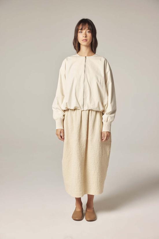  amente 봄버 자켓 아멘테 스모크 슬리브 지퍼업 재킷 에크루 - AMENTE