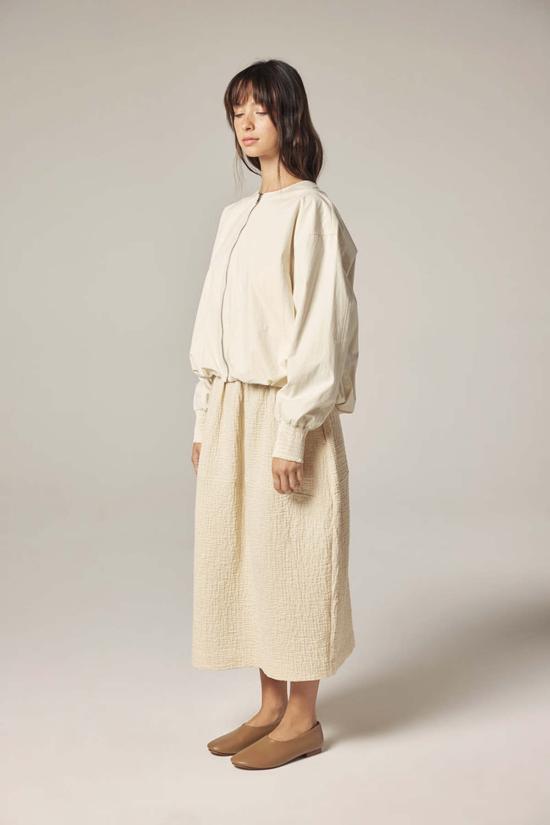  amente 봄버 자켓 아멘테 스모크 슬리브 지퍼업 재킷 에크루 - AMENTE