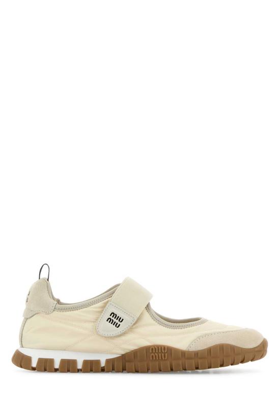  미우미우 플랫 슈즈 샌드 패브릭 타이어 발레리나 아보리오