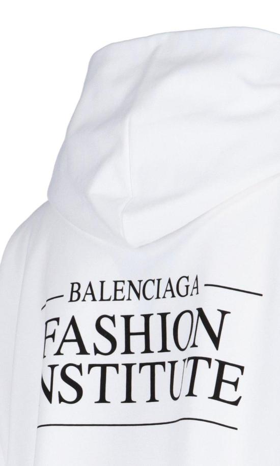  발렌시아가 스웨터 로고 프린트 후드티 화이트 - BALENCIAGA