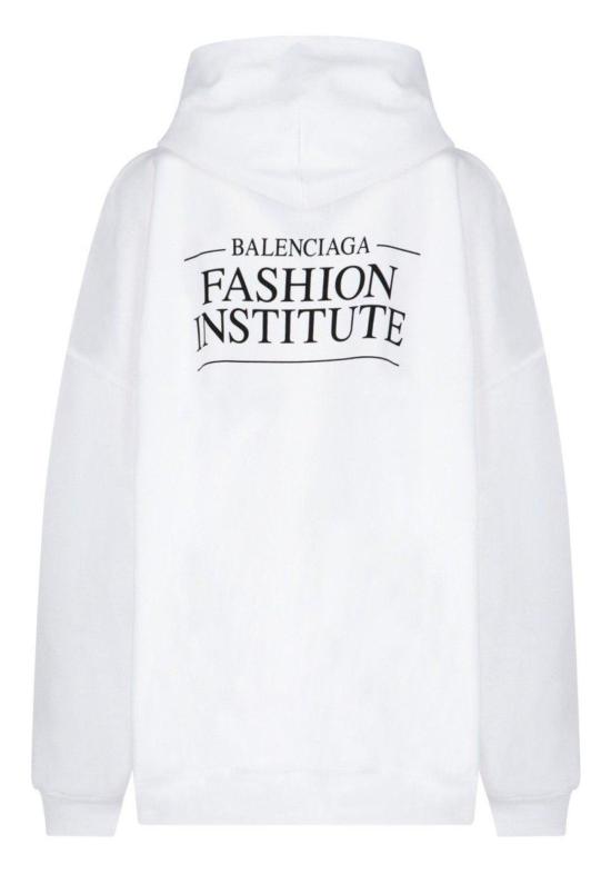  발렌시아가 스웨터 로고 프린트 후드티 화이트 - BALENCIAGA
