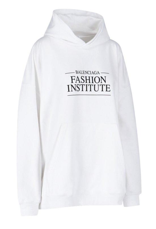  발렌시아가 스웨터 로고 프린트 후드티 화이트 - BALENCIAGA